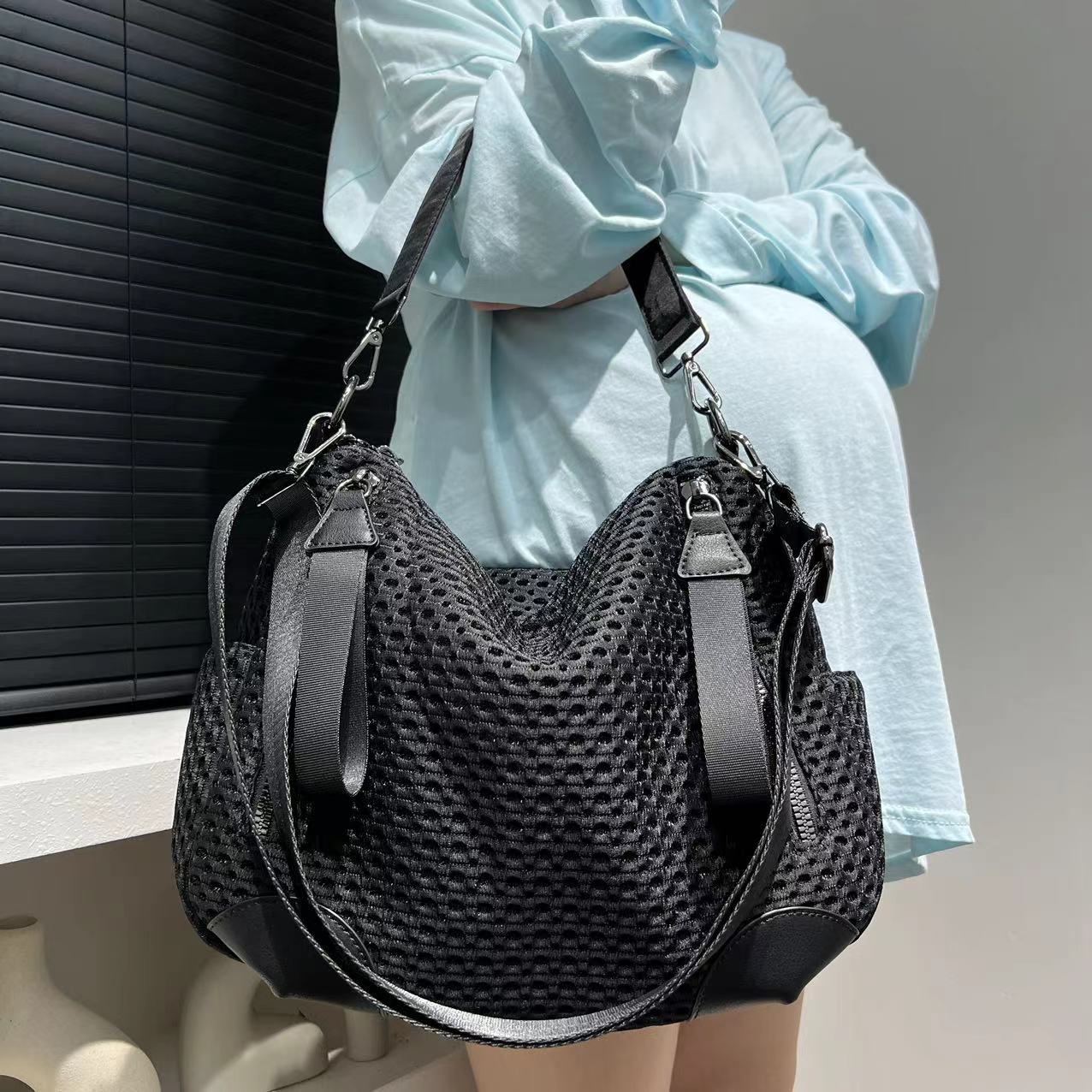 Women Bags For Airport - Modische, neutrale, gespleißte Nylon-Umhängetasche, große Kapazität,