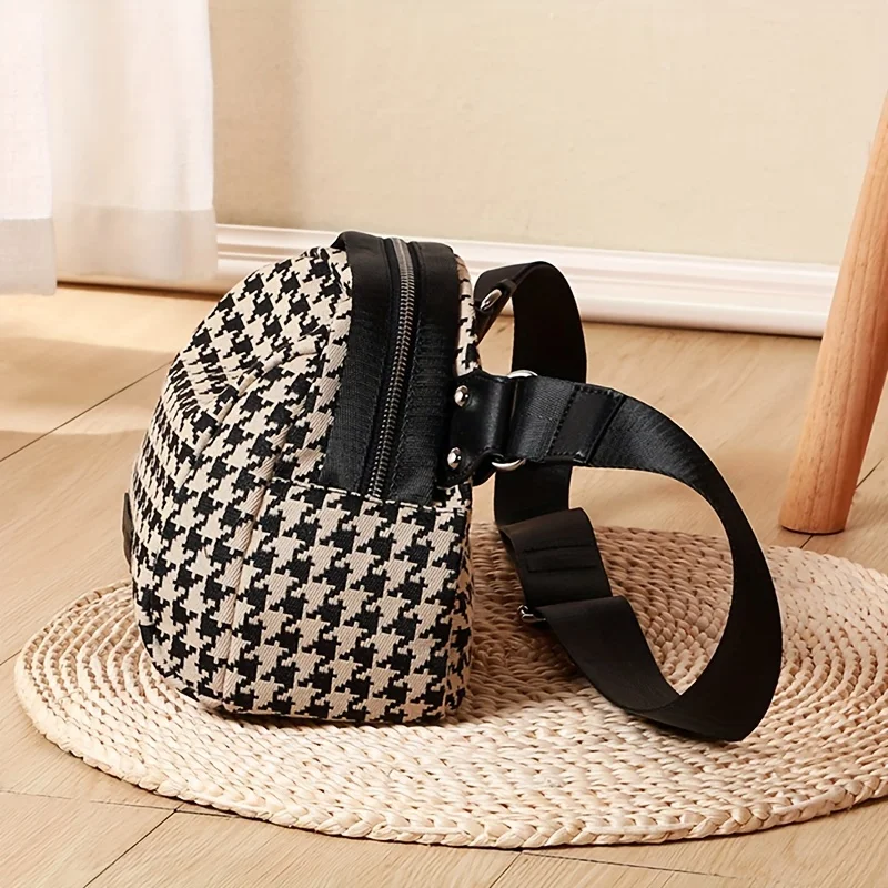 Women Bags Zip - Vielseitige Hahnentritt-Segeltuch tasche für Frauen Verstellbarer