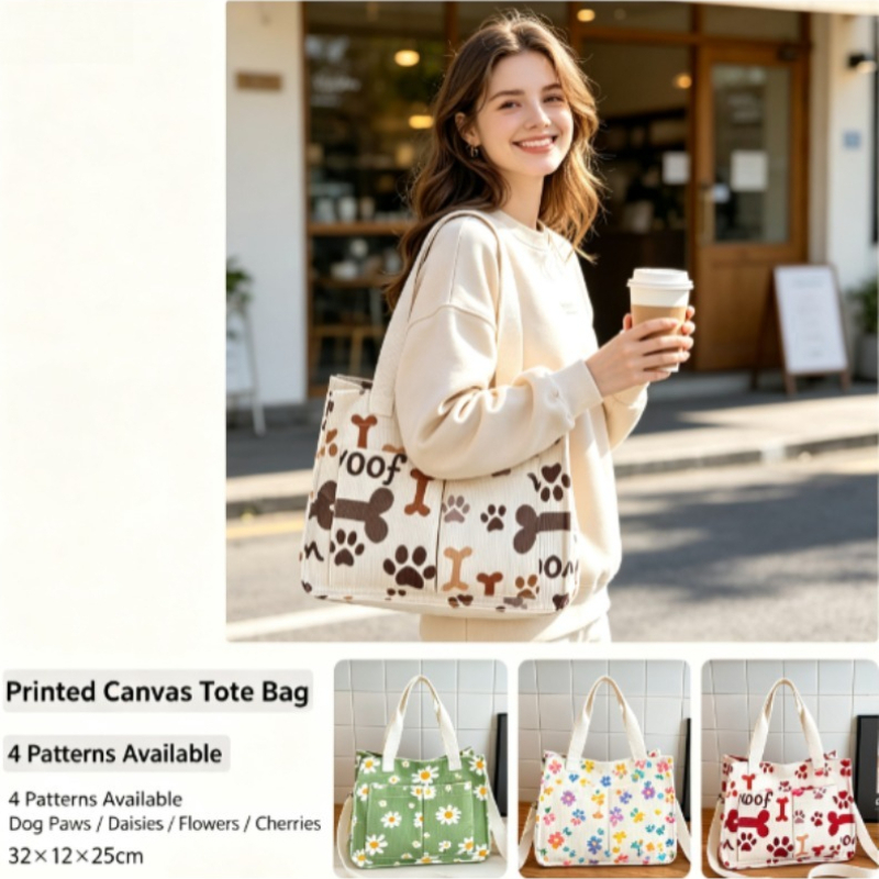 Women Handheld Bags - Modische Cord-Eco-Tasche, Große Kapazität Einfache Pendler-Schultertasche,