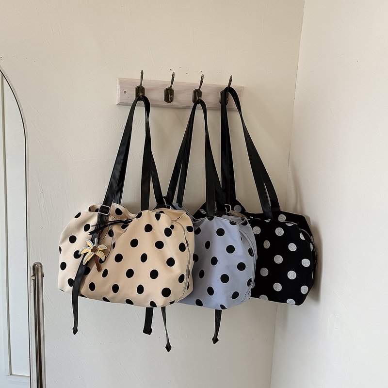 Women Handheld Bags - Mehrschichtige Canvas-Tragetasche mit Polka-Dot-Muster für Damen