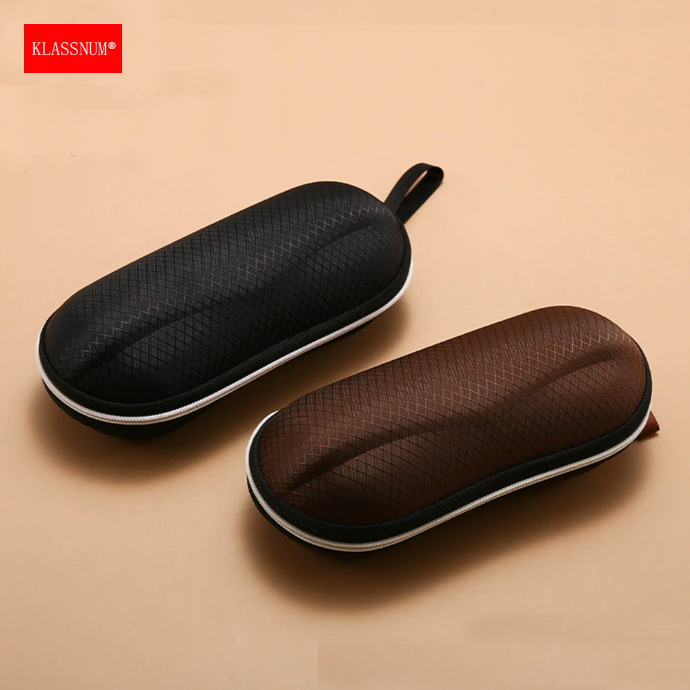 Box Bag Rigid - KLASSNUM Hartschalen-Brillenetui Sonnenbrillen-Schutzhülle mit Liniendesign Sportbrillenbox