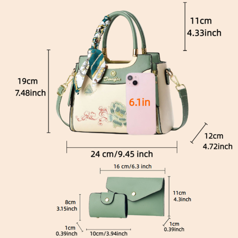 3-teiliges besticktes Handtasc – Women Bags Gift Bewertung und Preis
