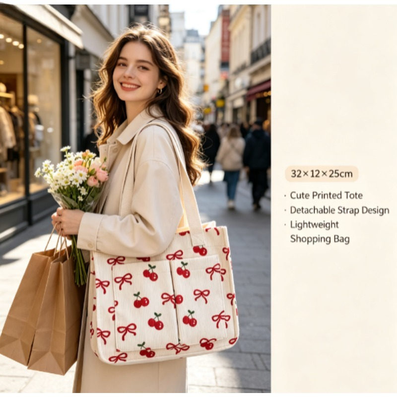 Modische Cord-Eco-Tasche, Groß – Women Handheld Bags Bewertung und Preis